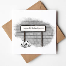 Load image into Gallery viewer, Printed Personalised Football/Soccer Birthday Card
