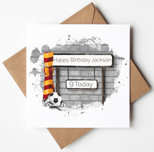 Load image into Gallery viewer, Printed Personalised Football/Soccer Birthday Card
