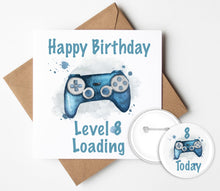 Load image into Gallery viewer, Gaming Birthday Card and Badge
