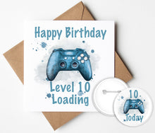 Load image into Gallery viewer, Gaming Birthday Card and Badge
