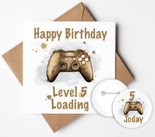 Load image into Gallery viewer, Gaming Birthday Card and Badge
