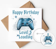 Load image into Gallery viewer, Gaming Birthday Card and Badge
