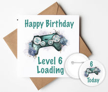 Load image into Gallery viewer, Gaming Birthday Card and Badge
