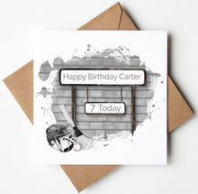 Load image into Gallery viewer, Printed Personalised Hockey Birthday Card
