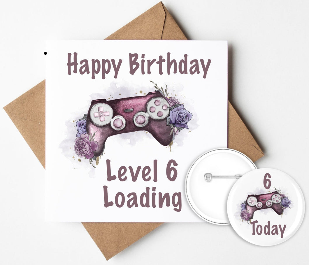 Gaming Birthday Card and Badge