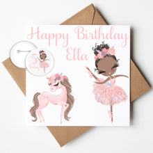 Load image into Gallery viewer, Personalised Ballerina Birthday Card with Badge
