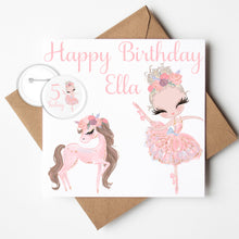 Load image into Gallery viewer, Personalised Ballerina Birthday Card with Badge
