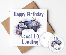 Load image into Gallery viewer, Gaming Birthday Card and Badge
