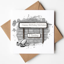 Load image into Gallery viewer, Printed Personalised Rugby Birthday Card
