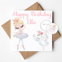 Load image into Gallery viewer, Personalised Ballerina Birthday Card with Badge
