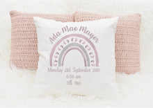 Load image into Gallery viewer, Personalised New Baby Cushion
