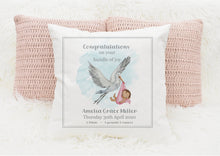 Load image into Gallery viewer, Personalised New Baby Cushion
