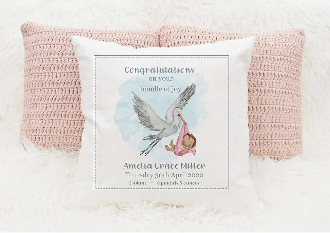 Personalised New Baby Cushion