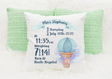 Load image into Gallery viewer, Personalised New Baby Cushion
