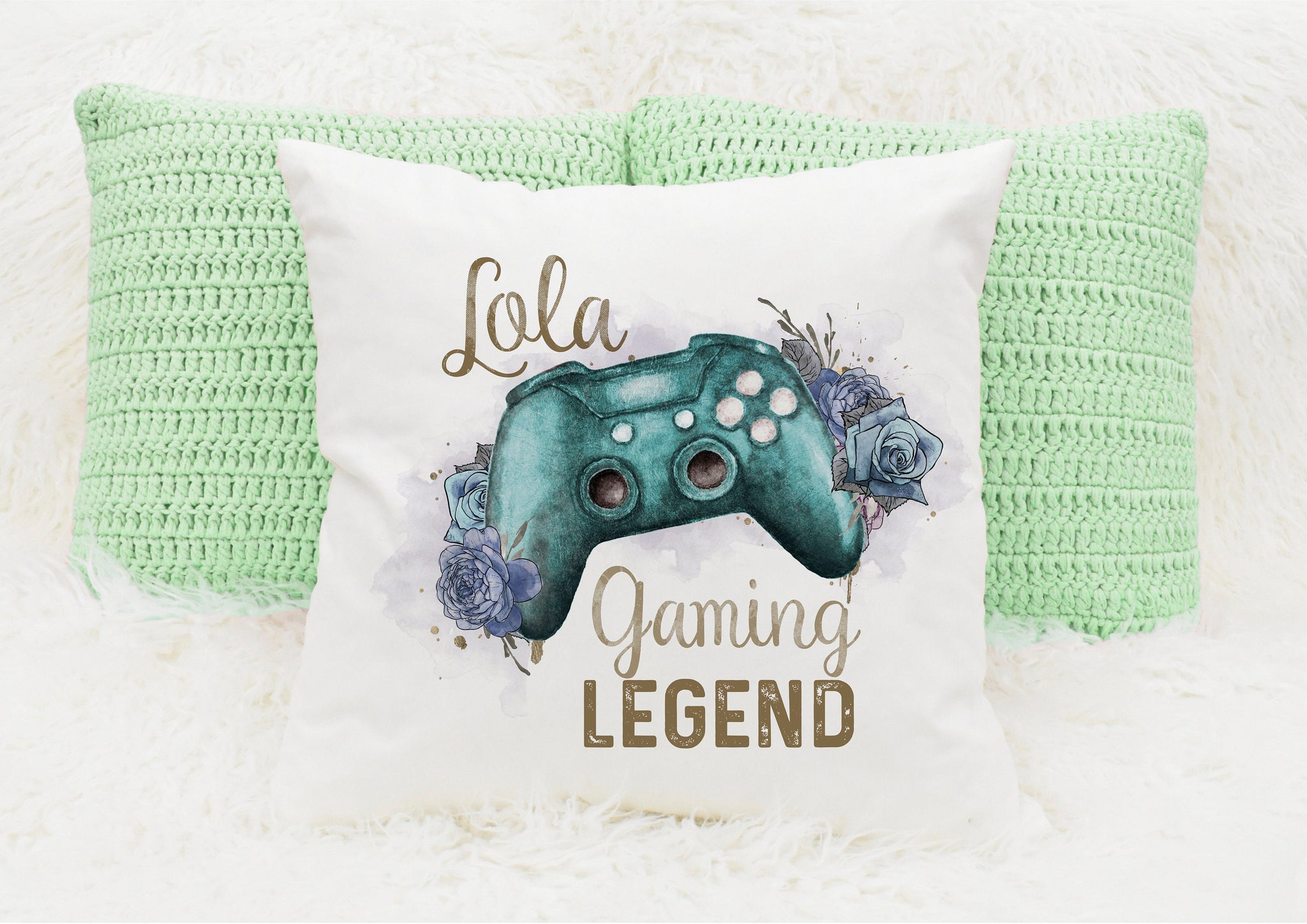 Personalised Gamer Cushions, Gamer Girl Cushion