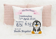 Load image into Gallery viewer, Personalised New Baby Cushion
