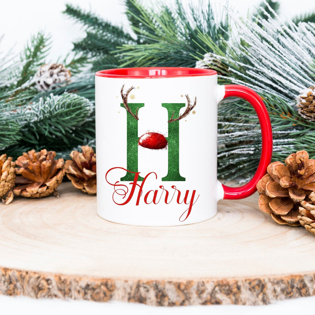 Personalised Christmas Mugs - Red & Green