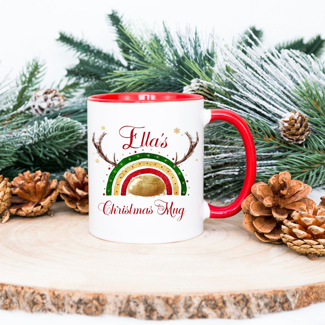 Personalised Reinbow Christmas Mugs