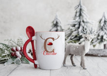 Load image into Gallery viewer, Red Handled Spoon Mug, Personalised Christmas Mug
