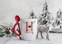 Load image into Gallery viewer, Red Handled Spoon Mug, Personalised Christmas Mug
