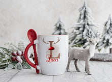 Load image into Gallery viewer, Red Handled Spoon Mug, Personalised Christmas Mug
