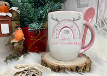 Load image into Gallery viewer, Blue Handled Spoon Mug, Personalised Christmas Mug
