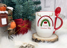 Load image into Gallery viewer, Blue Handled Spoon Mug, Personalised Christmas Mug
