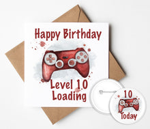 Load image into Gallery viewer, Gaming Birthday Card and Badge
