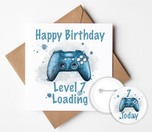 Load image into Gallery viewer, Gaming Birthday Card and Badge
