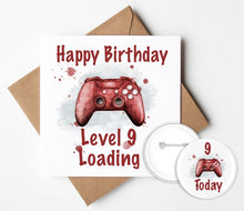 Load image into Gallery viewer, Gaming Birthday Card and Badge
