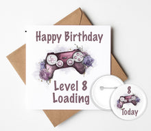 Load image into Gallery viewer, Gaming Birthday Card and Badge
