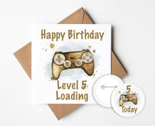 Load image into Gallery viewer, Gaming Birthday Card and Badge
