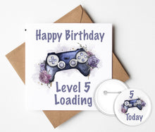 Load image into Gallery viewer, Gaming Birthday Card and Badge
