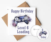 Load image into Gallery viewer, Gaming Birthday Card and Badge
