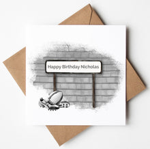 Load image into Gallery viewer, Printed Personalised Rugby Birthday Card, Fathers Day Card
