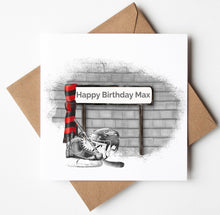 Load image into Gallery viewer, Printed Personalised Ice Hockey Birthday Card, Fathers Day Card
