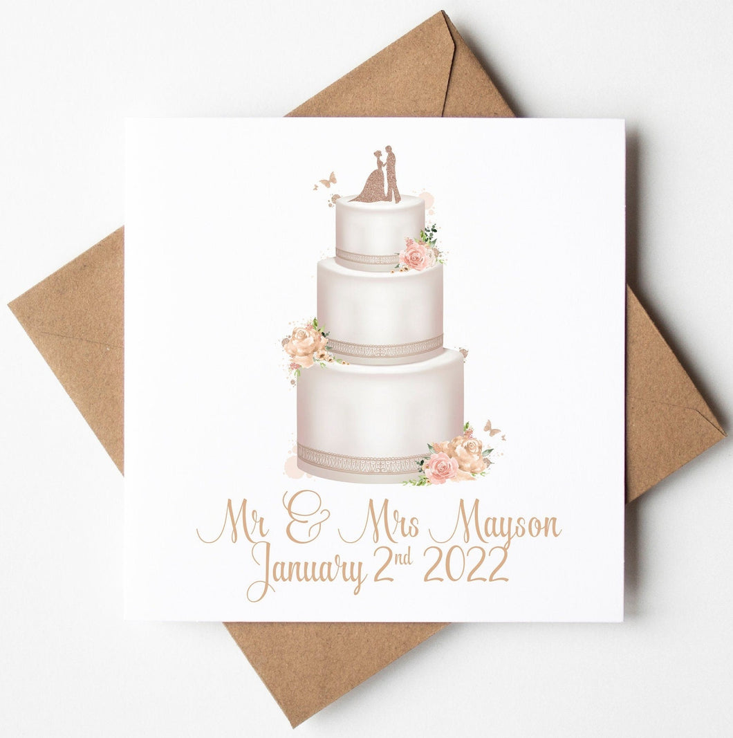 Personalised Wedding Card, Wedding Cake Card