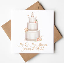 Load image into Gallery viewer, Personalised Wedding Card, Wedding Cake Card
