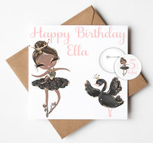 Load image into Gallery viewer, Personalised Ballerina Birthday Card with Badge
