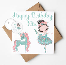 Load image into Gallery viewer, Personalised Ballerina Birthday Card with Badge
