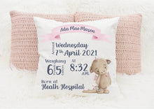 Load image into Gallery viewer, Personalised New Baby Cushion
