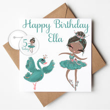 Load image into Gallery viewer, Personalised Ballerina Birthday Card with Badge
