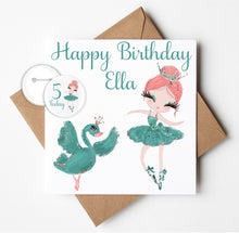 Load image into Gallery viewer, Personalised Ballerina Birthday Card with Badge
