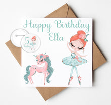 Load image into Gallery viewer, Personalised Ballerina Birthday Card with Badge
