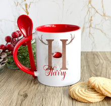 Load image into Gallery viewer, Red Handled Spoon Mug, Personalised Christmas Mug
