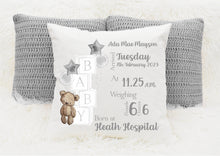 Load image into Gallery viewer, Personalised New Baby Cushion
