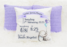 Load image into Gallery viewer, Personalised New Baby Cushion
