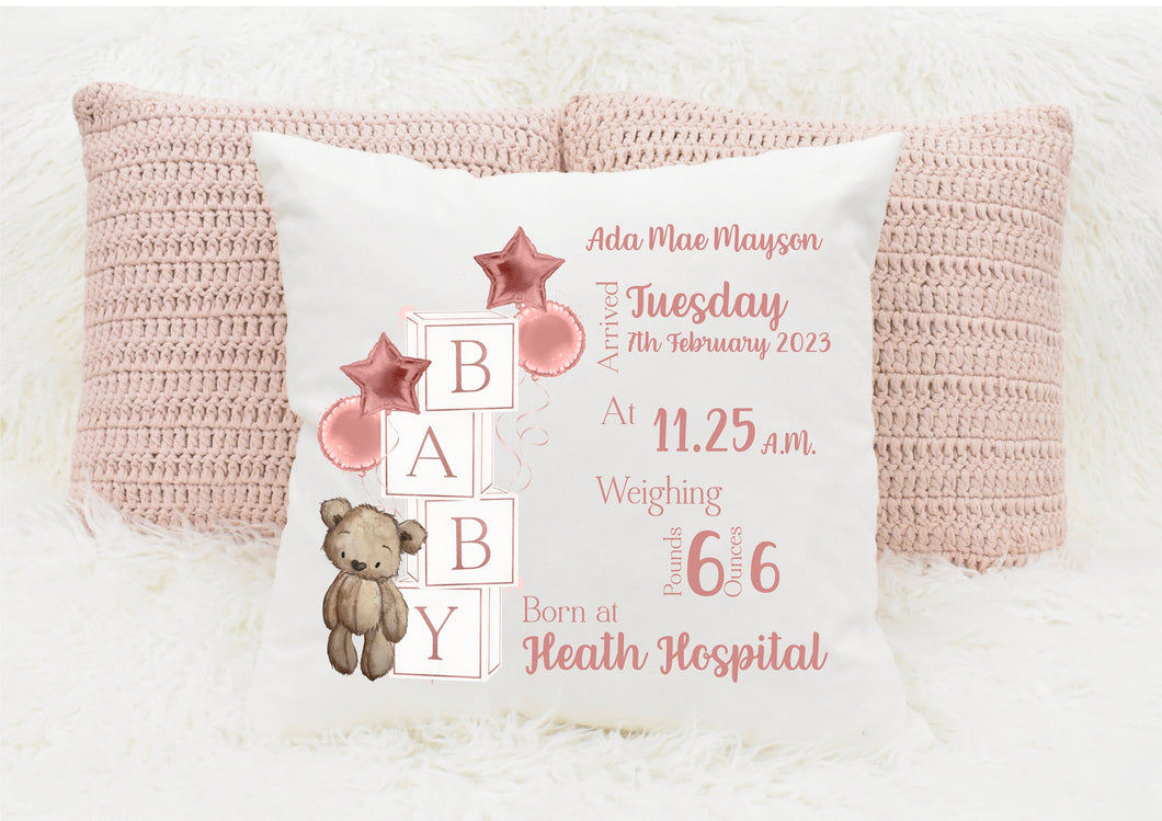 Personalised New Baby Cushion