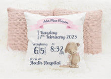 Load image into Gallery viewer, Personalised New Baby Cushion
