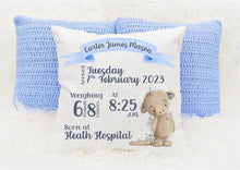 Load image into Gallery viewer, Personalised New Baby Cushion
